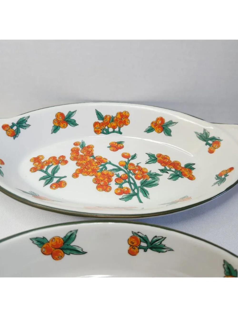 Berry Patch Fine China Oval Serving Dishes Set Of 3 Orange Berry Floral Design M